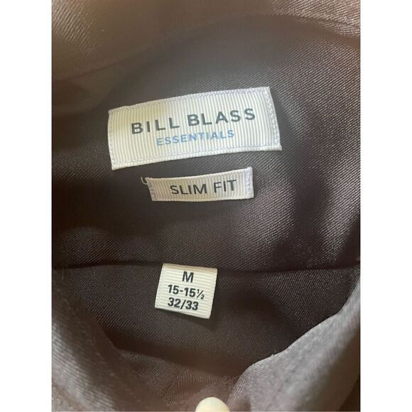 Bill Blass Men's Black Solid Slim Fit Dress Shirt M - Picture 2 of 4